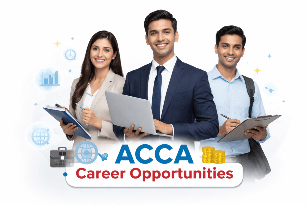 ACCA Course: Professionals promoting ACCA career opportunities.
